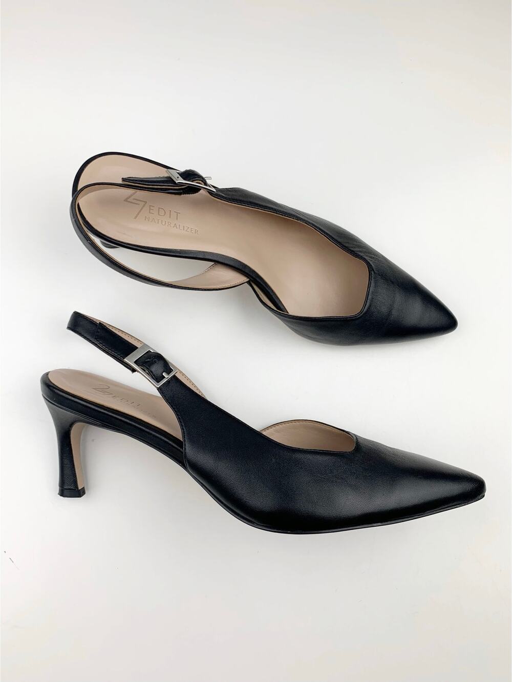 27 Edit Naturalizer Felicia Slingback Dress Pumps Black Leather Heels Women's 8